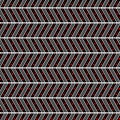 Seamless vector pattern. Symmetrical geometric abstract background with lines and dots in the shape of zigzag in black and red Royalty Free Stock Photo