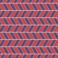 Seamless vector pattern. Symmetrical geometric abstract background with lines and dots in the shape of zigzag in blue and red. Royalty Free Stock Photo