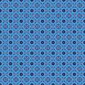 Seamless vector pattern. Symmetrical geometric abstract background with rhombus and circles in blue colors. Royalty Free Stock Photo