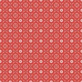 Seamless vector pattern. Symmetrical geometric abstract background with rhombus and circles in red colors Royalty Free Stock Photo