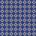 Seamless vector pattern. Symmetrical geometric abstract background with squares in blue, black and white colors. Royalty Free Stock Photo