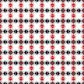 Seamless vector pattern. Symmetrical geometric abstract background with squares, rectangles and lines in black, white, red c Royalty Free Stock Photo