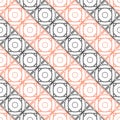 Seamless vector pattern. Symmetrical geometric background with black and red squares on the white backdrop.