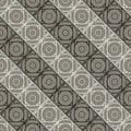 Seamless vector pattern. Symmetrical geometric background with black and white squares on the grey backdrop. Decorative repeating Royalty Free Stock Photo