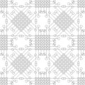 Seamless vector pattern. Symmetrical geometric black and white background with rhombus, squares and lines. Decorative repeating or Royalty Free Stock Photo