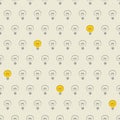 Seamless vector pattern, texture, background with doodle hand drawn light bulbs Royalty Free Stock Photo
