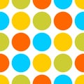 Seamless vector pattern or texture with spring, colorful polka dots on white background Royalty Free Stock Photo