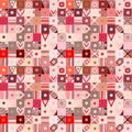 Seamless vector pattern. Textured geometrical drawn background with figures, squares, circle, dots lines, rectangles. Print for Royalty Free Stock Photo