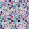 Seamless vector pattern. Textured geometrical drawn background with figures, squares, circle, dots lines, rectangles. Print for Royalty Free Stock Photo