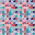 Seamless vector pattern. Textured geometrical drawn background with figures, squares, circle, dots lines, rectangles. Print for Royalty Free Stock Photo