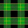 Seamless vector pattern - rustic lumberjack tartan in green, yellow and black