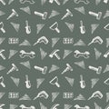 Seamless vector pattern with tools. Hand sketch drawn background with hammers, screws, nuts and wrenches on the grey backdrop Royalty Free Stock Photo