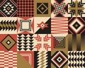 Seamless vector pattern. Tribal geometric mosaic design. Bauhaus traditional background for wallpaper, carpet, rug, bag, scarf. Royalty Free Stock Photo