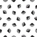 Seamless pattern of Ufo Flying saucer black on white