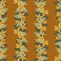 Seamless vector pattern with vertical stripes of yellow flowers Royalty Free Stock Photo