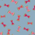 Seamless vector pattern with watermelon butterflies