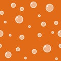 Seamless vector pattern, white bubbles on orange, fizzy drink, great for textile, scrapbook, wrapp