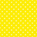 Seamless vector pattern with white polka dots on yellow background. Royalty Free Stock Photo