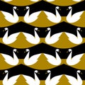 Seamless vector pattern with white swan