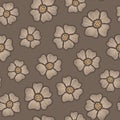 Seamless vector pattern with wild rose flowers in muted beige colors