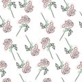 Seamless vector pattern of Wildflowers, roses with watercolor brush strokes. For paper, cover, fabric, gift wrapping, wall art, in Royalty Free Stock Photo