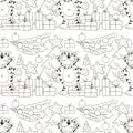 Seamless vector pattern for year of the tiger 2022. Coloring Pattern in hand draw style