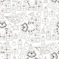 Seamless vector pattern for year of the tiger 2022. Coloring Pattern in hand draw style