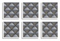 Seamless vector patterns of gray leather upholstery with gold, silver, diamond buttons. Luxury textures of vintage furniture