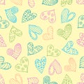 Seamless vector patterns with hearts. Background with hand drawn ornamental symbols and decorative elements. Decorative repeating Royalty Free Stock Photo