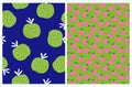 Seamless Vector Patterns with Irregular Hand Drawn Simple Apples.