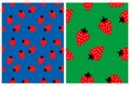 Seamless Vector Patterns with Irregular Hand Drawn Simple Strawberries.