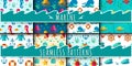 Seamless vector patterns with nautical elements wave marine collection paper sea background Royalty Free Stock Photo