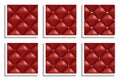 Seamless vector patterns of red leather upholstery with gold, silver, diamond buttons. Luxury textures of vintage furniture Royalty Free Stock Photo