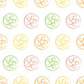 Seamless vector patterns with slices of orange, lime and lemon on the white background. Royalty Free Stock Photo