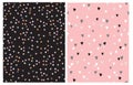 2 Seamless Vector Patterns with Tiny Stars and Sweet Hearts Royalty Free Stock Photo