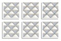 Seamless vector patterns of white leather upholstery with gold, gray, silver, diamond buttons. Luxury textures of vintage Royalty Free Stock Photo