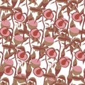 Seamless vector peach pattern. Vector peach twig pattern illustration.