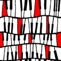 Seamless vector piano pattern in black and white and red Royalty Free Stock Photo