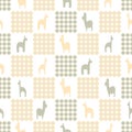 Seamless vector plaid pattern with animals in pastel colors Royalty Free Stock Photo