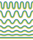 Seamless vector rainbow border. Straight and wavy rainbow brush. Royalty Free Stock Photo