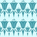 Art Deco Inspired Floral Pattern In Shades Of Blue