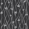 Seamless vector repeat pattern, delicate flowers on climbing vines, great for backgrounds, scrapbook, textile Royalty Free Stock Photo