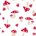 Seamless vector repeat pattern with red mushrooms