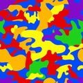 Seamless vector square camouflage pattern in lgbt colors. Bright lgbtq camo illustration. Royalty Free Stock Photo