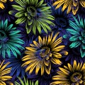 Seamless vector sunflower pattern design Royalty Free Stock Photo