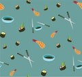 Seamless vector sushi pattern. Asian food