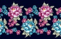 Seamless vector textile floral border design