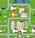 Seamless Vector Town Background Design