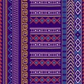 Seamless vector tribal texture set. Ethnic motifs group seamless texture. Vintage ethnic seamless backdrop. Vector stripes pattern