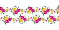 Seamless vector tulip floral border design